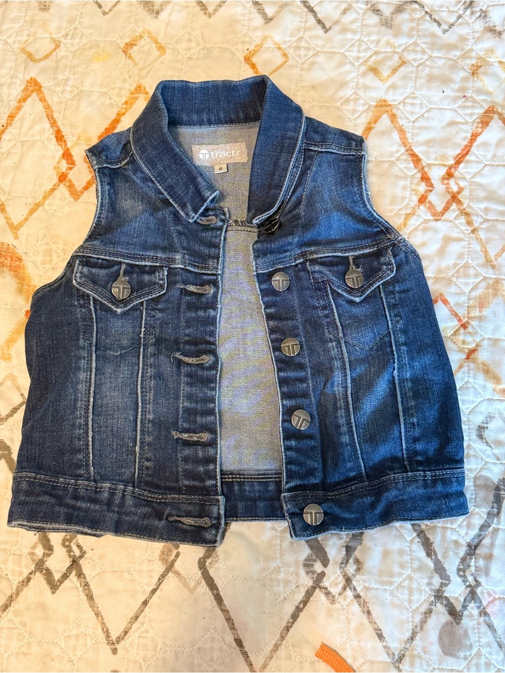 Tractr Kids' Dark Blue Denim Vest